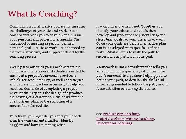 What Is Coaching?